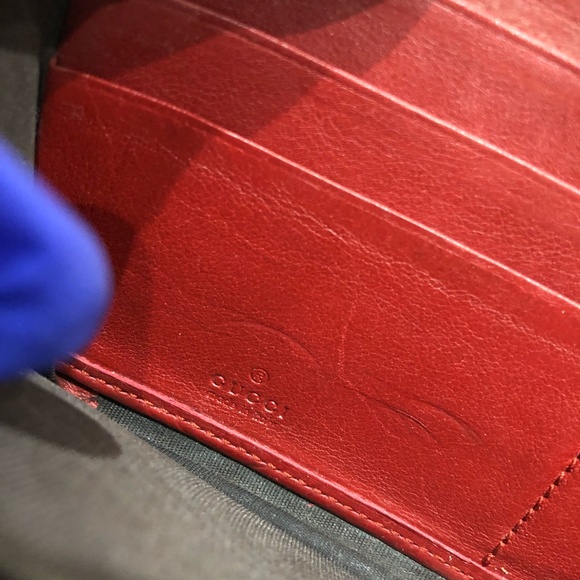 Gucci Red Enamel Zip Around Long Wallet Sku#84182 (gently used,zipper pull miss) - Picture 10 of 13